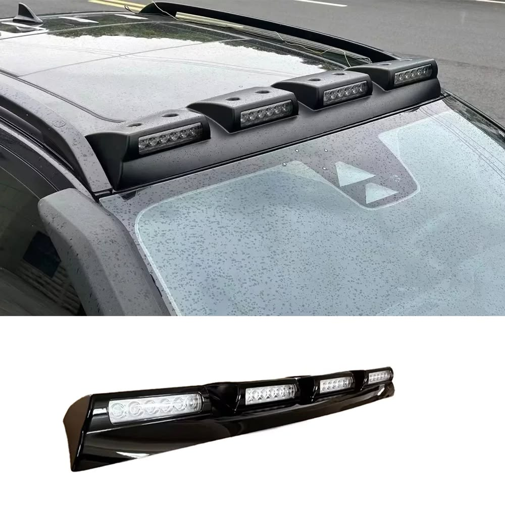 Front Roof LED Visor Spoiler – 4-Light Black ABS – For Mitsubishi Pajero / Montero Sport