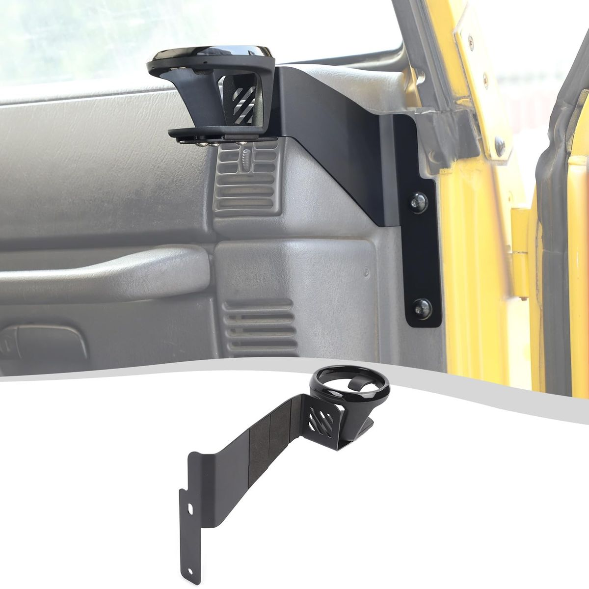 Passenger Side Cup Holder Mount for Jeep Wrangler TJ 1997–2006 – Black